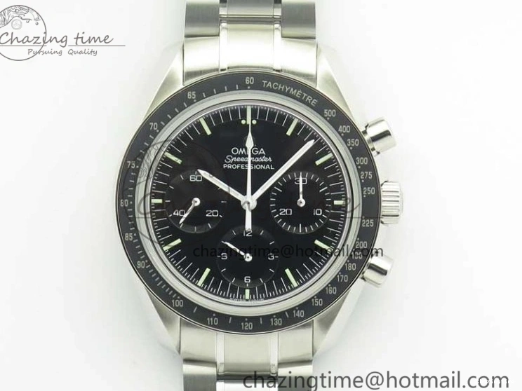 0114 Durable Speedmaster Professional SS OMF Best Edition Black Dial on SS Bracelet Manual Winding Chrono Movement 7995